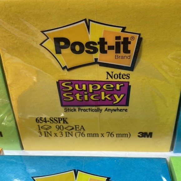 Super Sticky Post It Notes Blue Green Yellow Orange - Picture 4 of 11